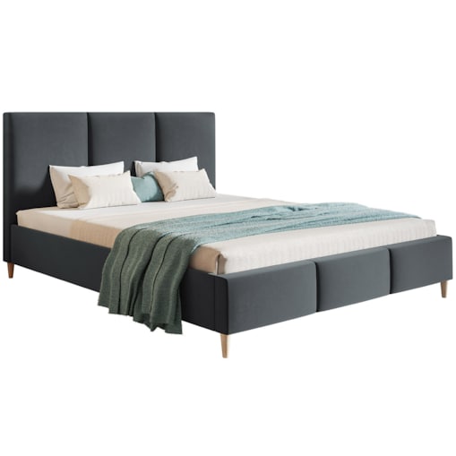 Łóżko tapicerowane 160x200 LUXO 7 na wysokich nogach - grafitowe