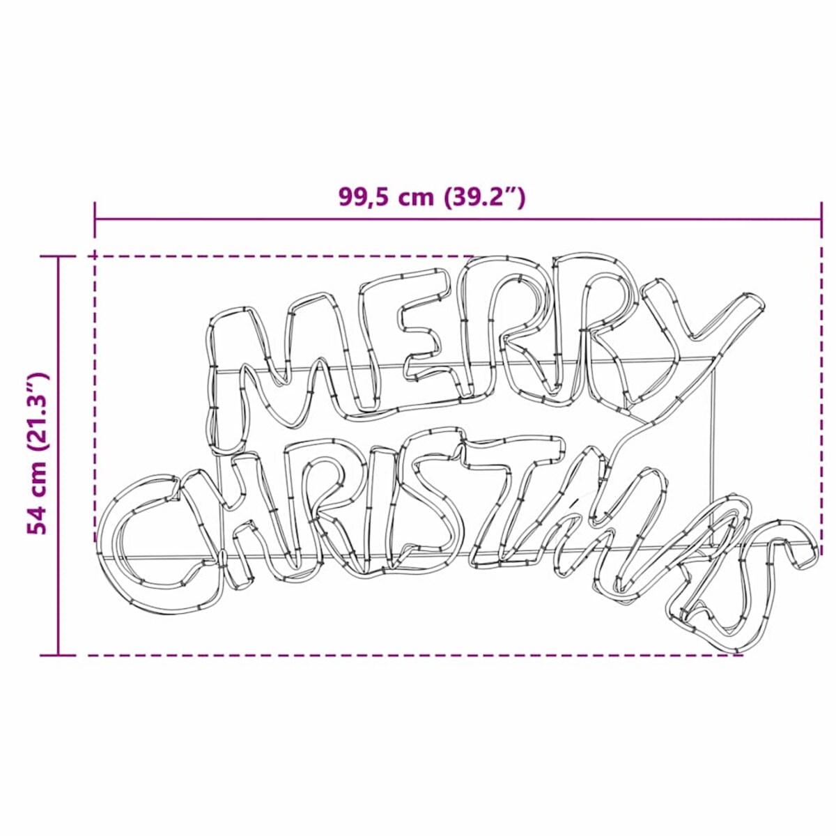 vidaXL Znak Świąteczny z 240 diodami LED Wielokolorowe 100 x 50 cm PVC