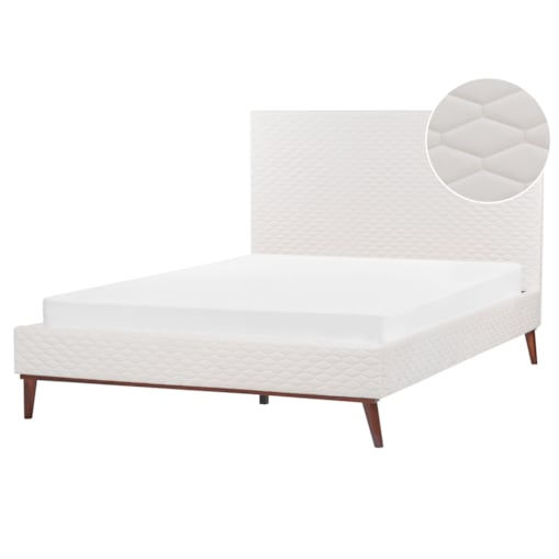 Łóżko welurowe 140 x 200 cm złamana biel BAYONNE