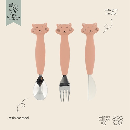 Silikonowy Zestaw Sztućców 3 szt. - Kot