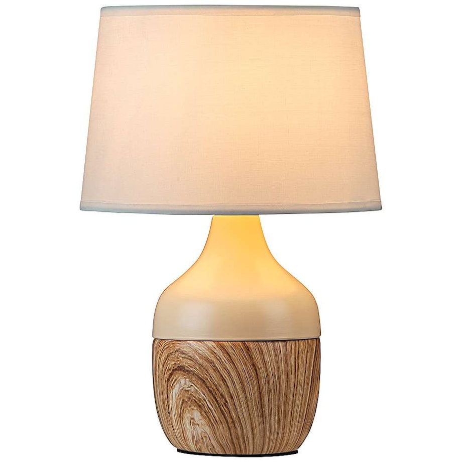 Stojąca LAMPA stołowa YVETTE 4370 Rabalux abażurowa LAMPKA biurkowa skandynawska drewno buk beżowa biała