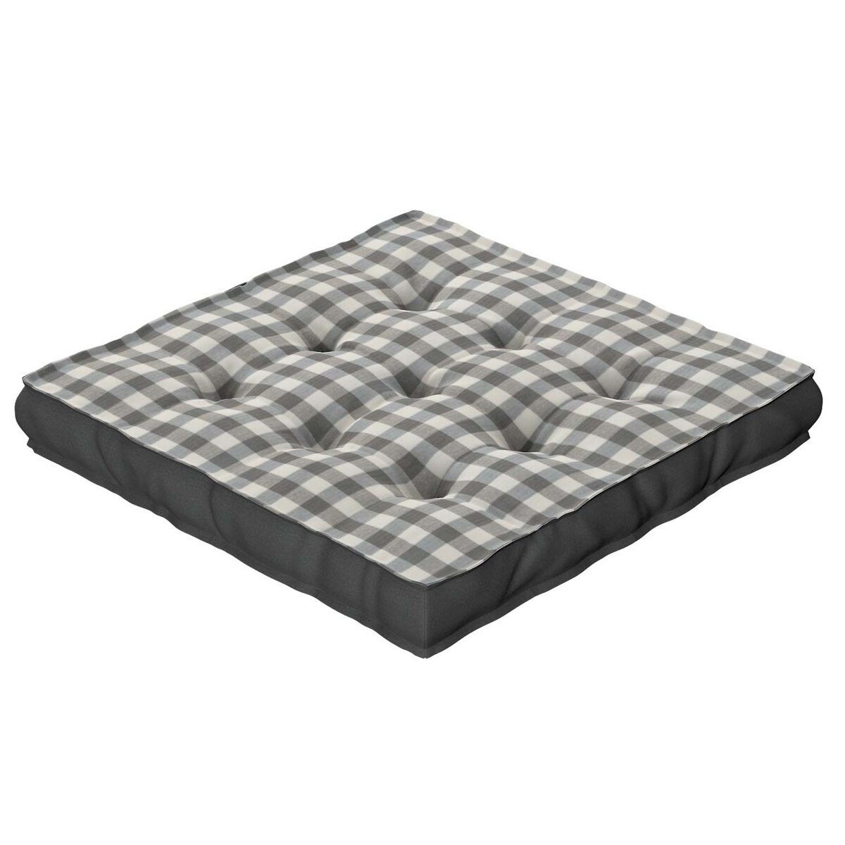 Poduszka na krzesło Kuba, szaro-biała kratka (1,5x1,5cm), 50 x 50 x 10 cm, Quadro