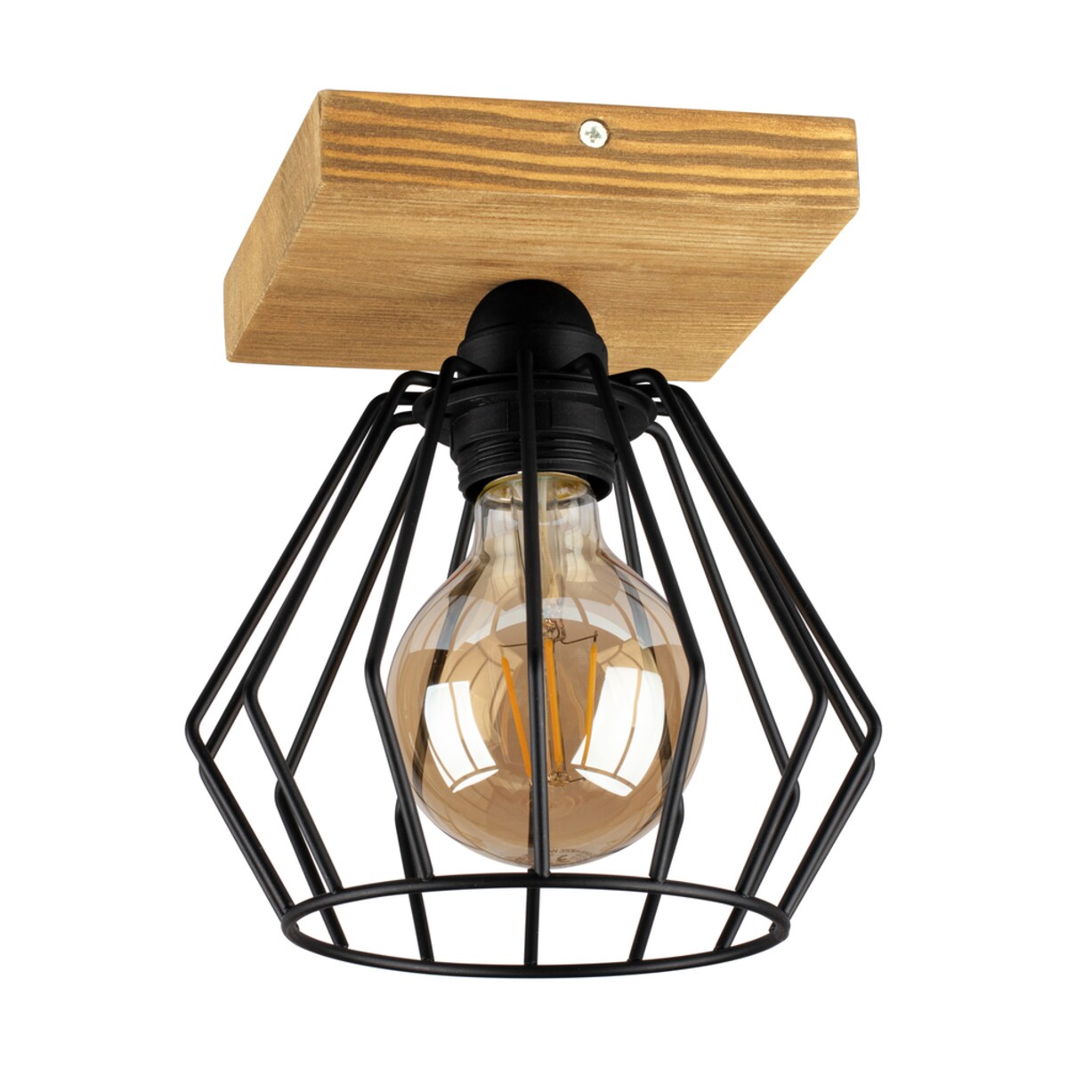 Drewniana Lampa Sufitowa BRITOP Lighting 1xE27 Max.60W Drewno Sosnowe Brązowe FSC z Czarnym Kloszem, 1 szt.