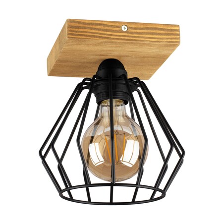 Drewniana Lampa Sufitowa BRITOP Lighting 1xE27 Max.60W Drewno Sosnowe Brązowe FSC z Czarnym Kloszem, 1 szt.