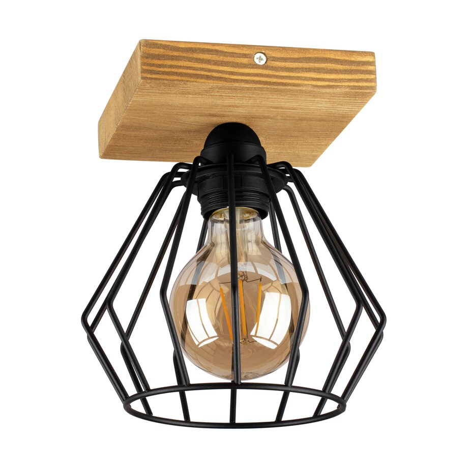 Drewniana Lampa Sufitowa BRITOP Lighting 1xE27 Max.60W Drewno Sosnowe Brązowe FSC z Czarnym Kloszem, 1 szt.