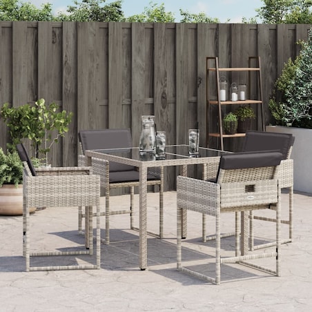 vidaXL Krzesła ogrodowe z poduszkami, 4 szt., jasnoszare, polirattan