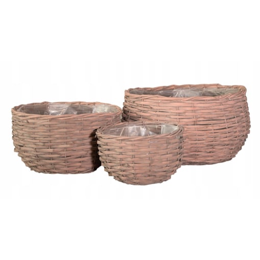 OSŁONKA KOSZ na doniczkę wiklinowa ogrodowa duża beżowa boho 3 szt.