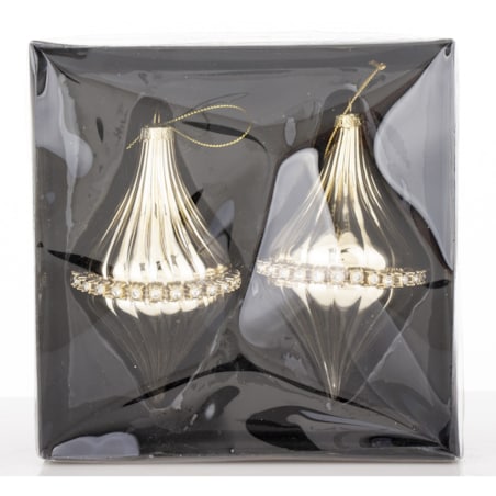 Bombka szklana 2 szt. złote 13 cm Ø 8 cm KONO