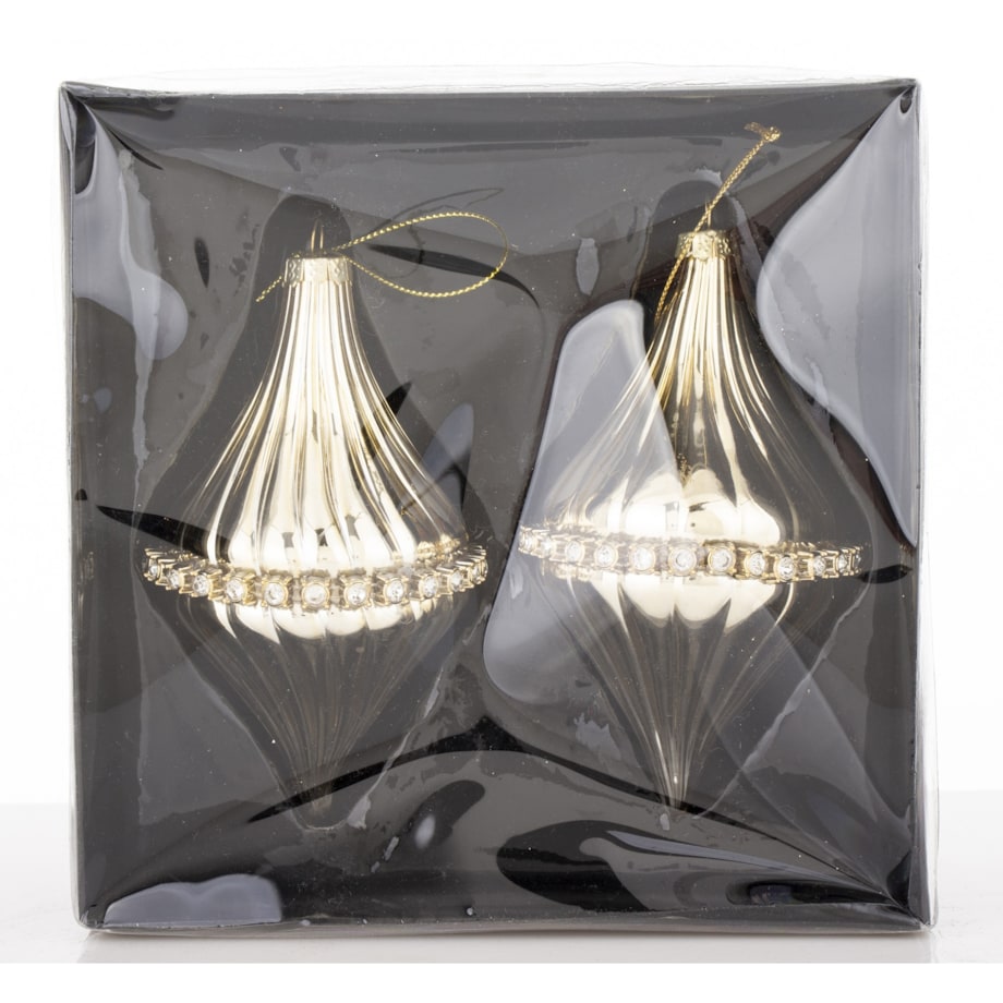 Bombka szklana 2 szt. złote 13 cm Ø 8 cm KONO