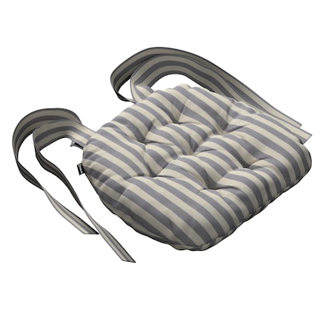 Poduszka na krzesło Marcin, granatowo-białe pasy (1,5cm), 40 x 37 x 8 cm, Quadro