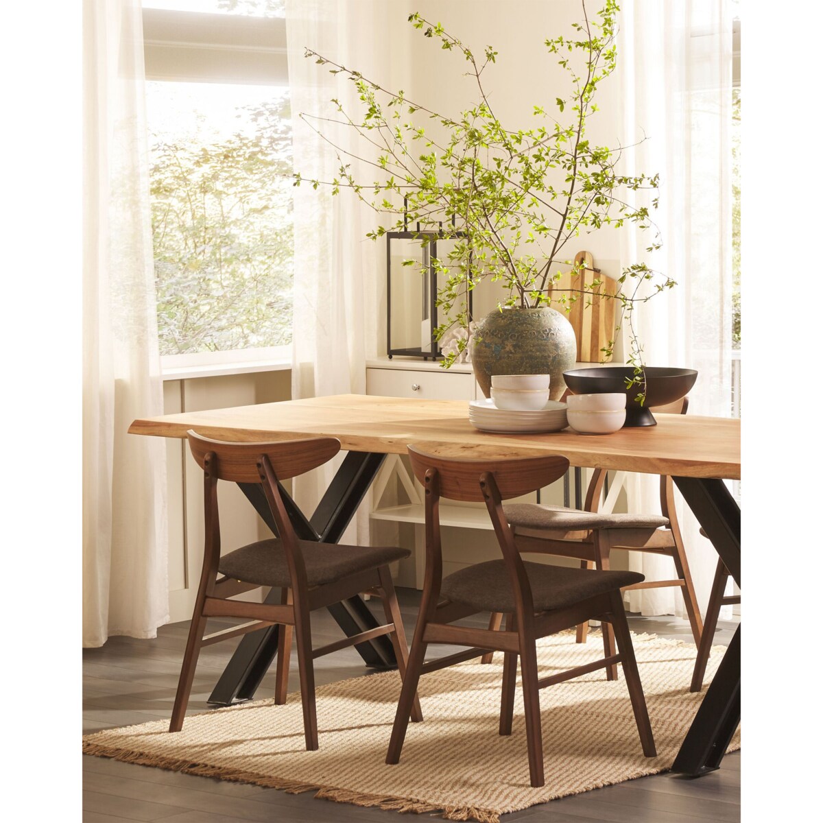 Zestaw 2 krzeseł do jadalni drewniany ciemny z szarym LYNN