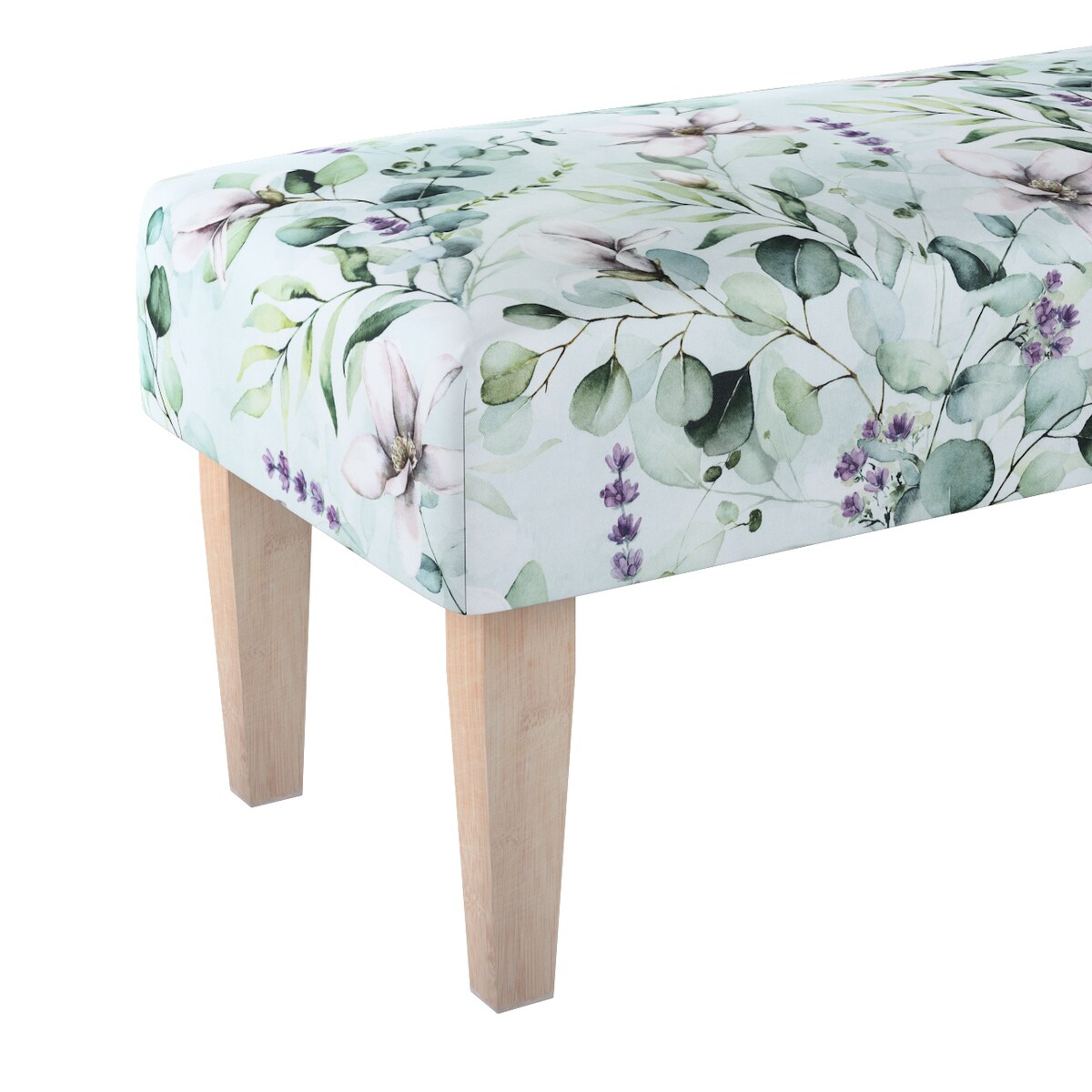 Ławka, magnolie na miętowym tle, 100 x 40 x 40 cm, Flowers