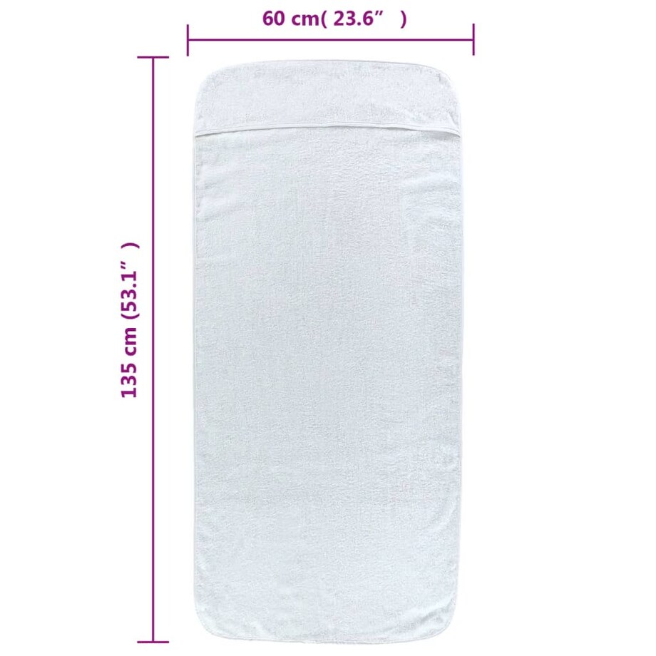 vidaXL Ręczniki plażowe, 4 szt., białe, 60x135 cm, tkanina, 400 g/m²