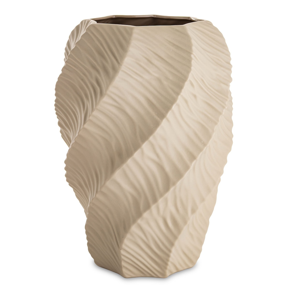 Wazon porcelanowy 30,5x21x21 cm TWISTER beżowy