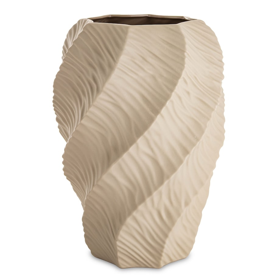 Wazon porcelanowy 30,5x21x21 cm TWISTER beżowy