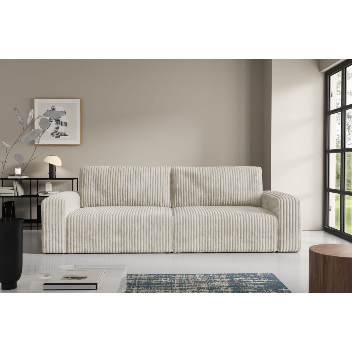 Sofa FANO z bokami funkcja spania sztruks Kolor: TILIA 1