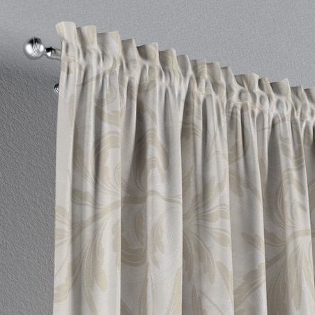 Zasłona na kanale z grzywką 1 szt. 130x245 ecru liście akantu