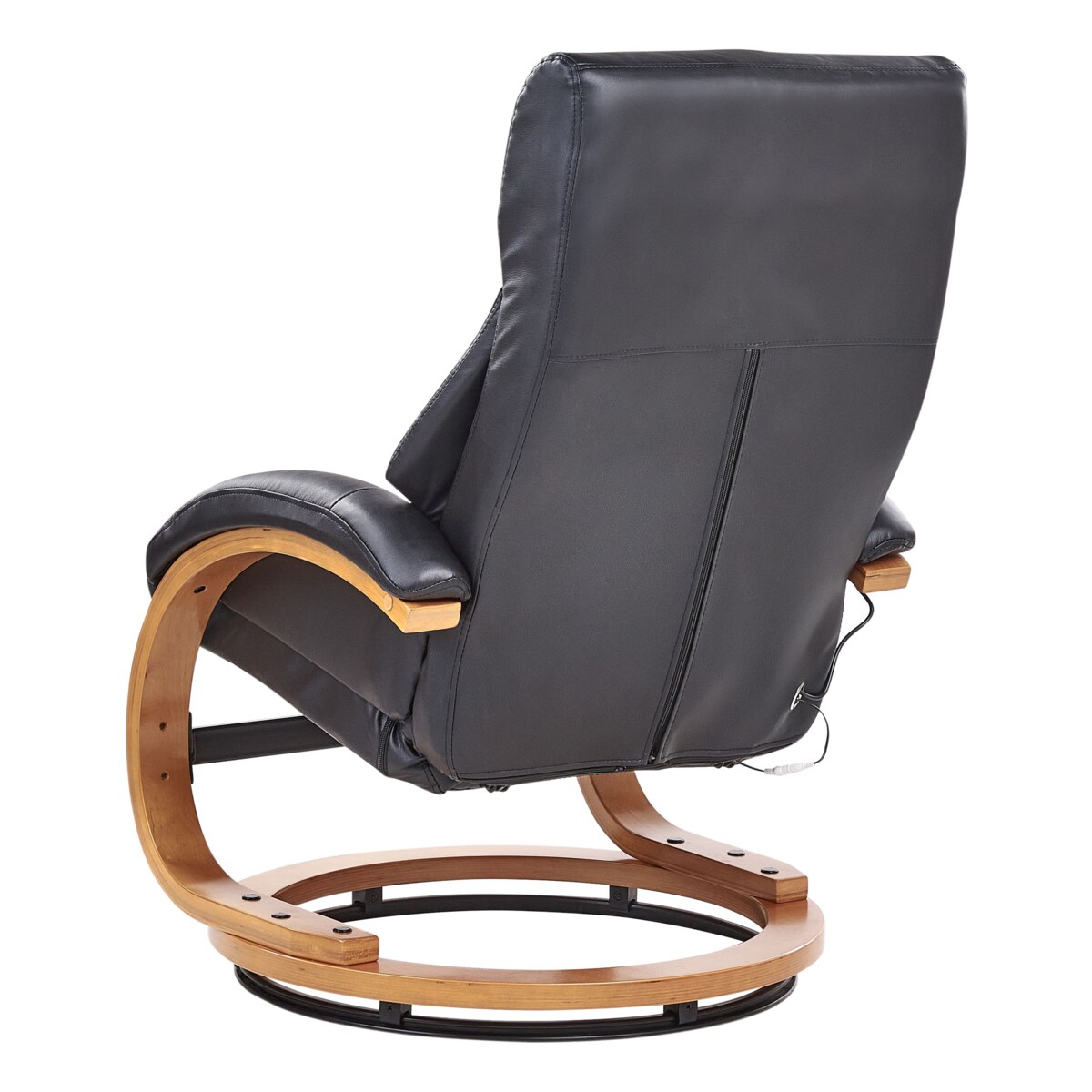 Fotel z masażem FORCE Z podnóżkiem Ekoskóra Czarny