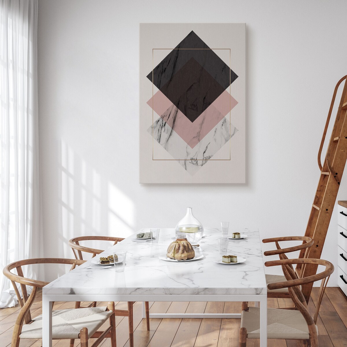 Obraz Abstrakcja Pastelowe Różowe Romby 80x120cm