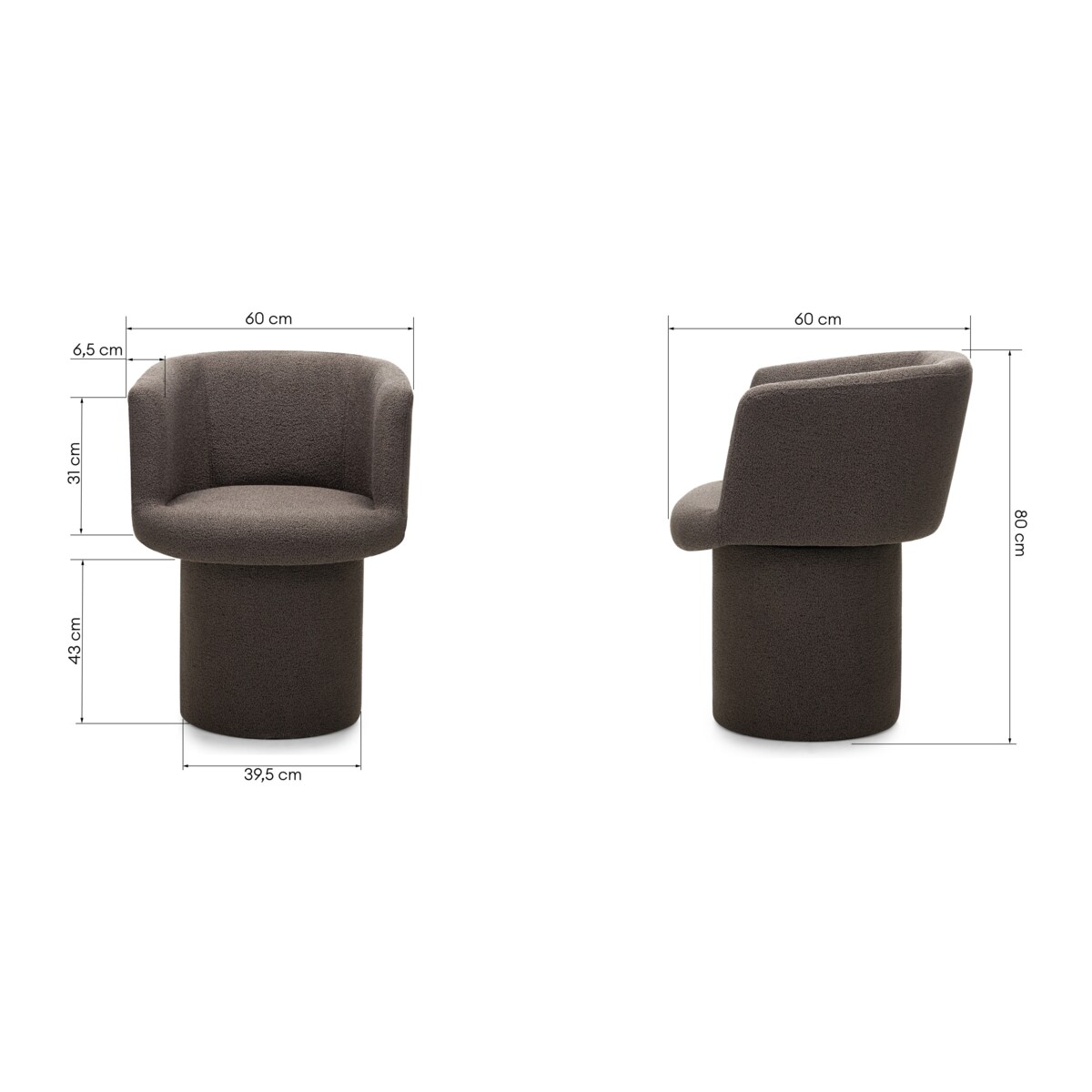 Fotel obrotowy, bouclé, ciemnobrązowy Haco