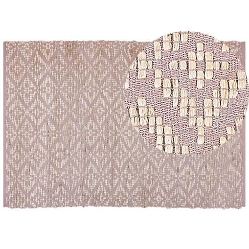 Dywan bawełniany 160 x 230 cm beżowy z różowym GERZE