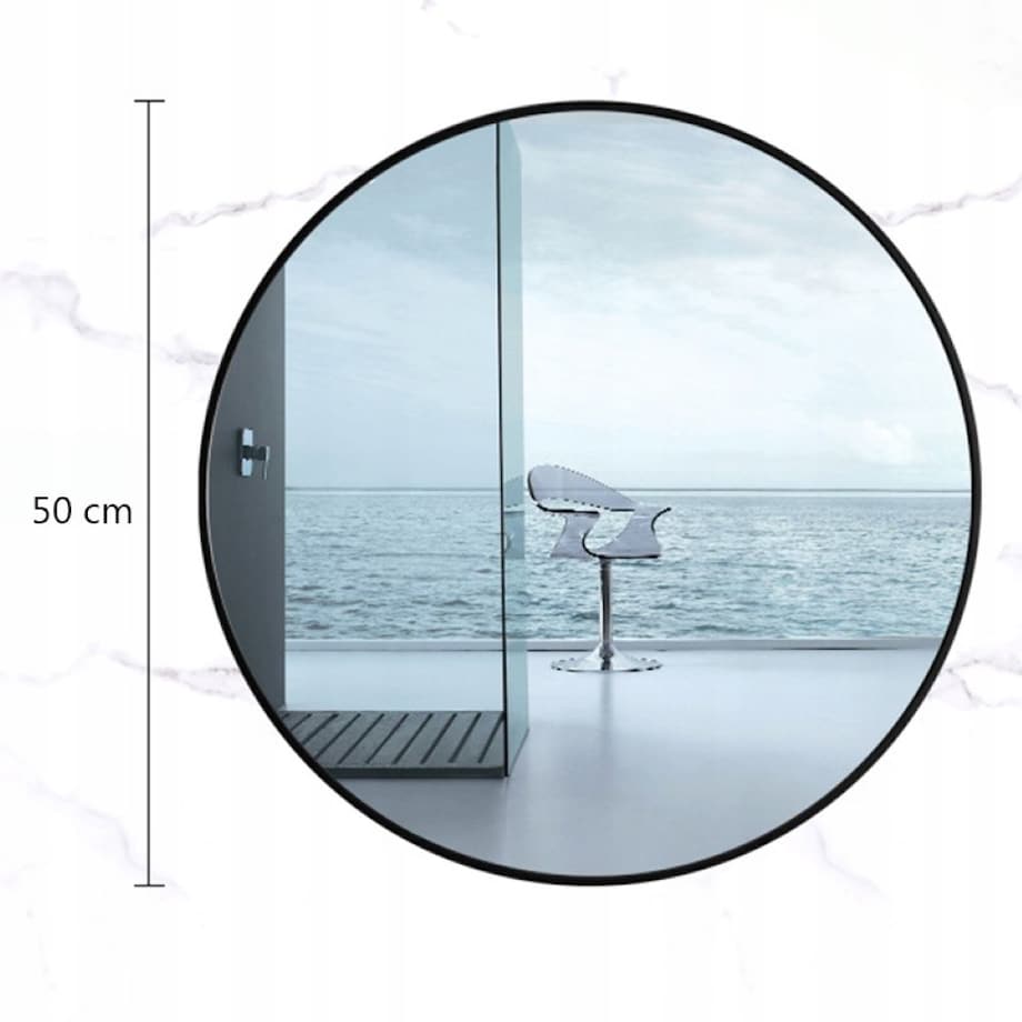 Duże lustro okrągłe industrialne łazienkowe salon sypialnia czarne 50cm xxl