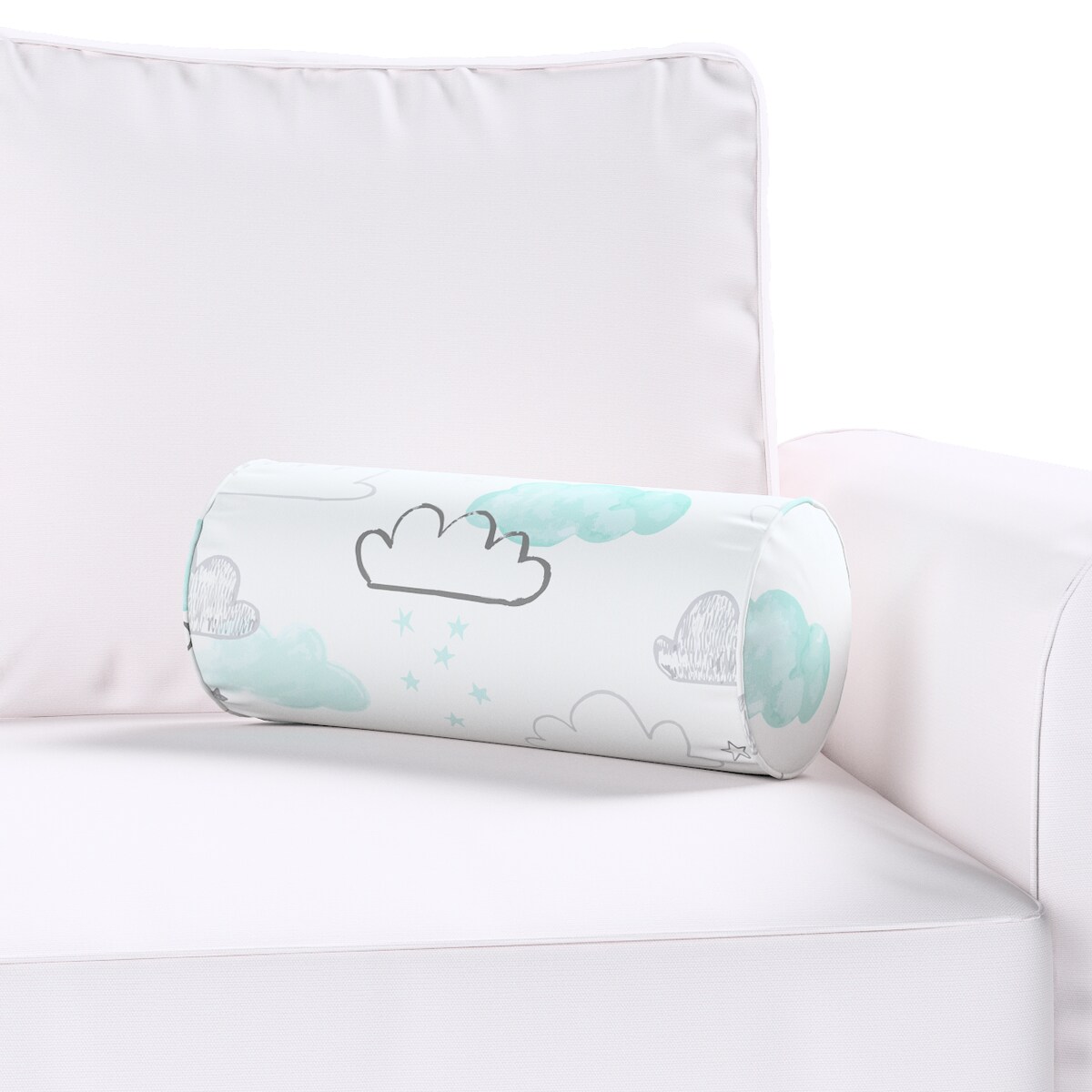 Wałek Ruby, ecru-niebieski, Ø16 x 40 cm, Magic Collection