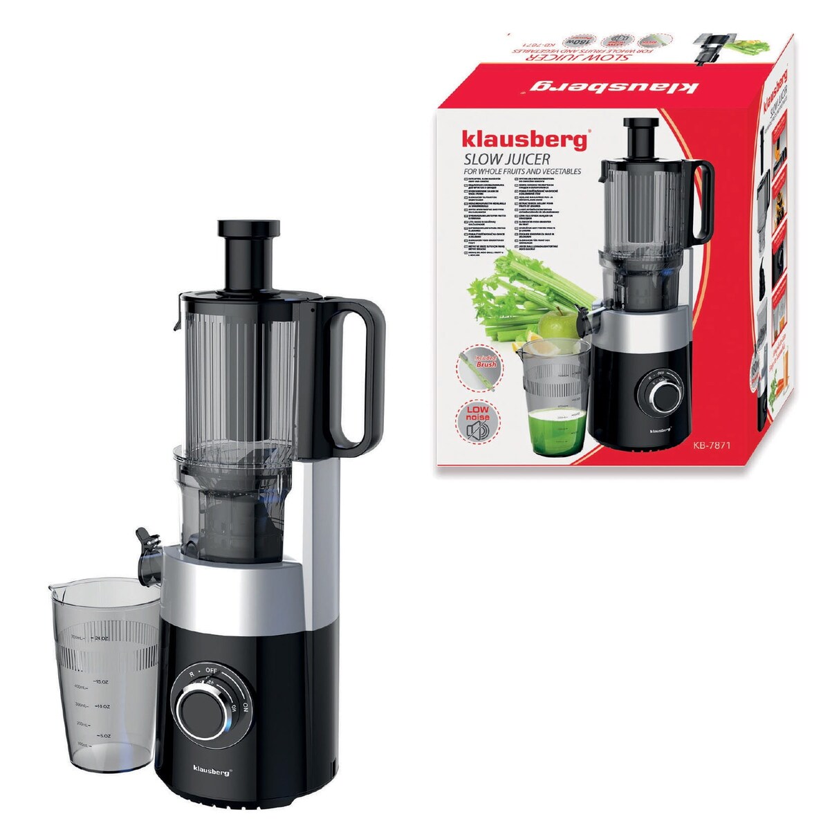 Sokowirówka wolnoobrotowa 180W do owoców i warzyw COLD PRESS KLAUSBERG KB-7871