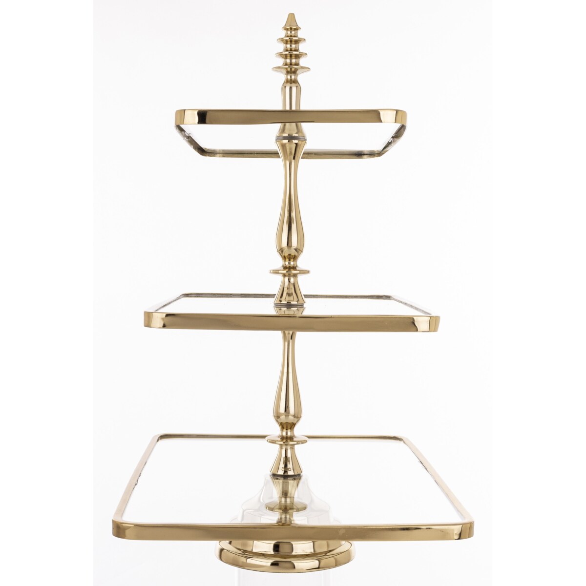 Patera 3-poziomowa szklana 55x47x31 cm ETERA-3 złota