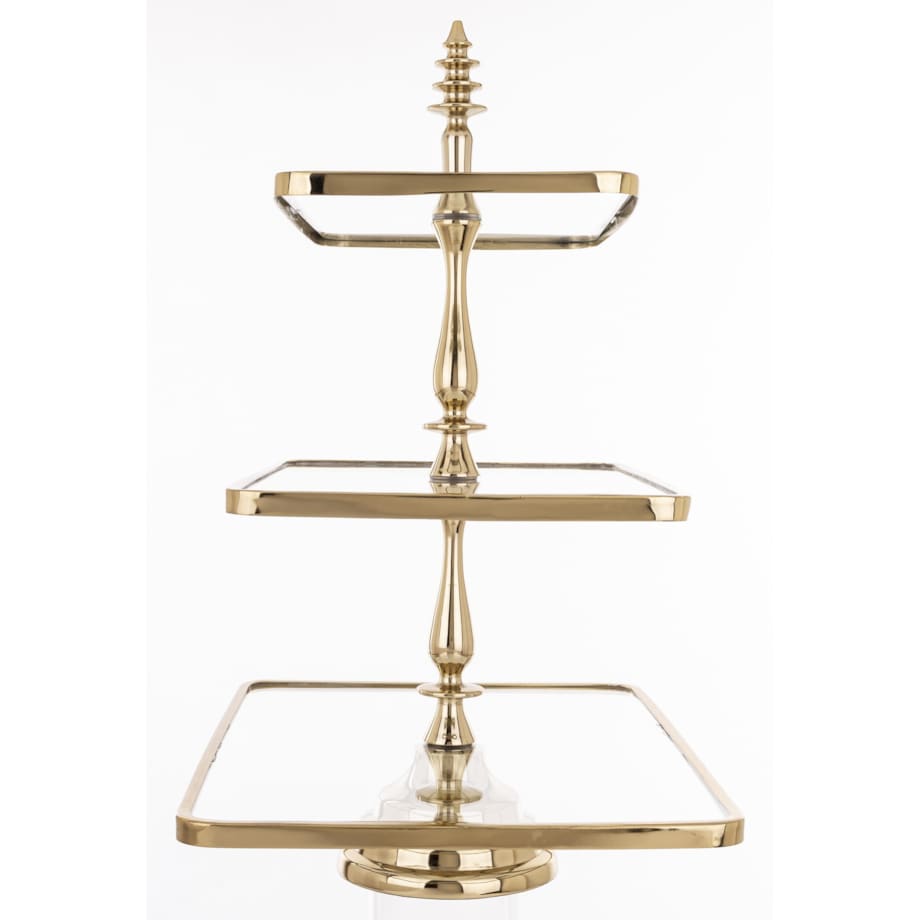 Patera 3-poziomowa szklana 55x47x31 cm ETERA-3 złota