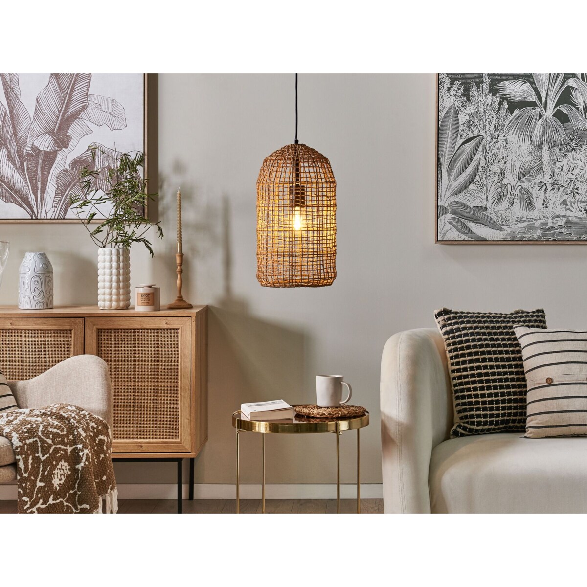 Lampa wisząca pleciona brązowa LUCITE