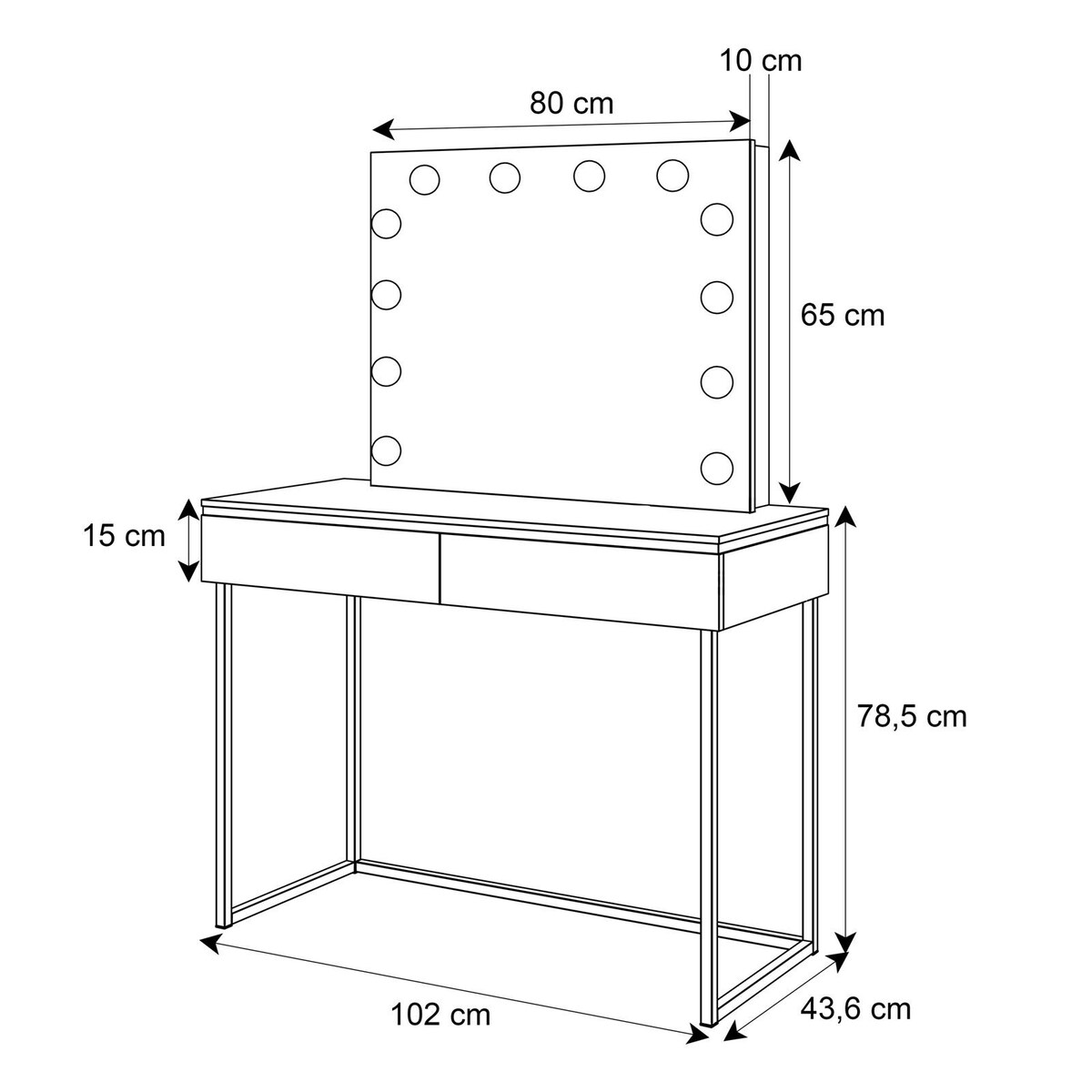 Toaletka AURORA GOLD ELITE z lustrem kaszmir