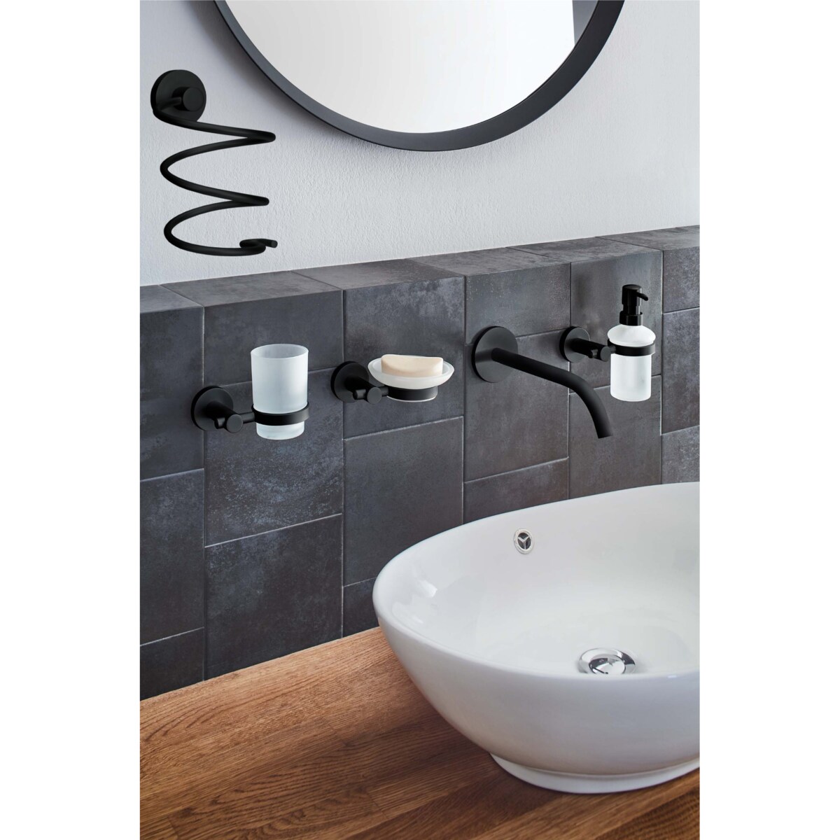 Kleine Wolke Apollo Nero Uchwyt na suszarkę do włosów czarny