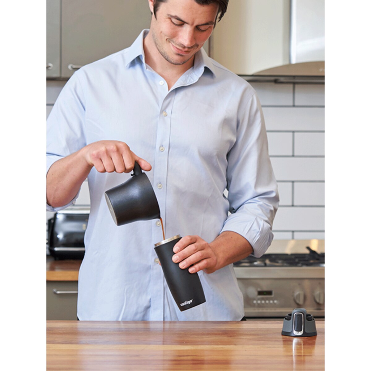 Kubek termiczny Contigo West Loop 2.0 470 ml - Glamour Kwiaty - czarny