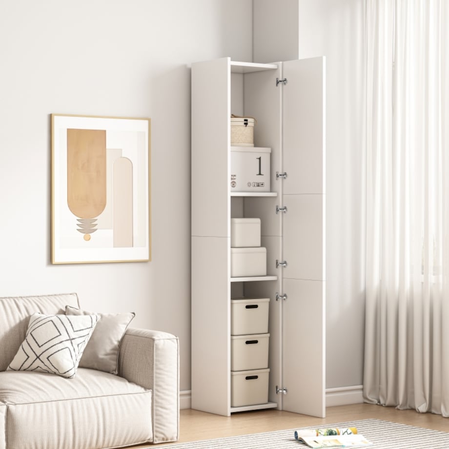 Regał Szafka Biała Nowoczesna Stojąca Słupek Wysoki Loft 3 Drzwi 170 Cm