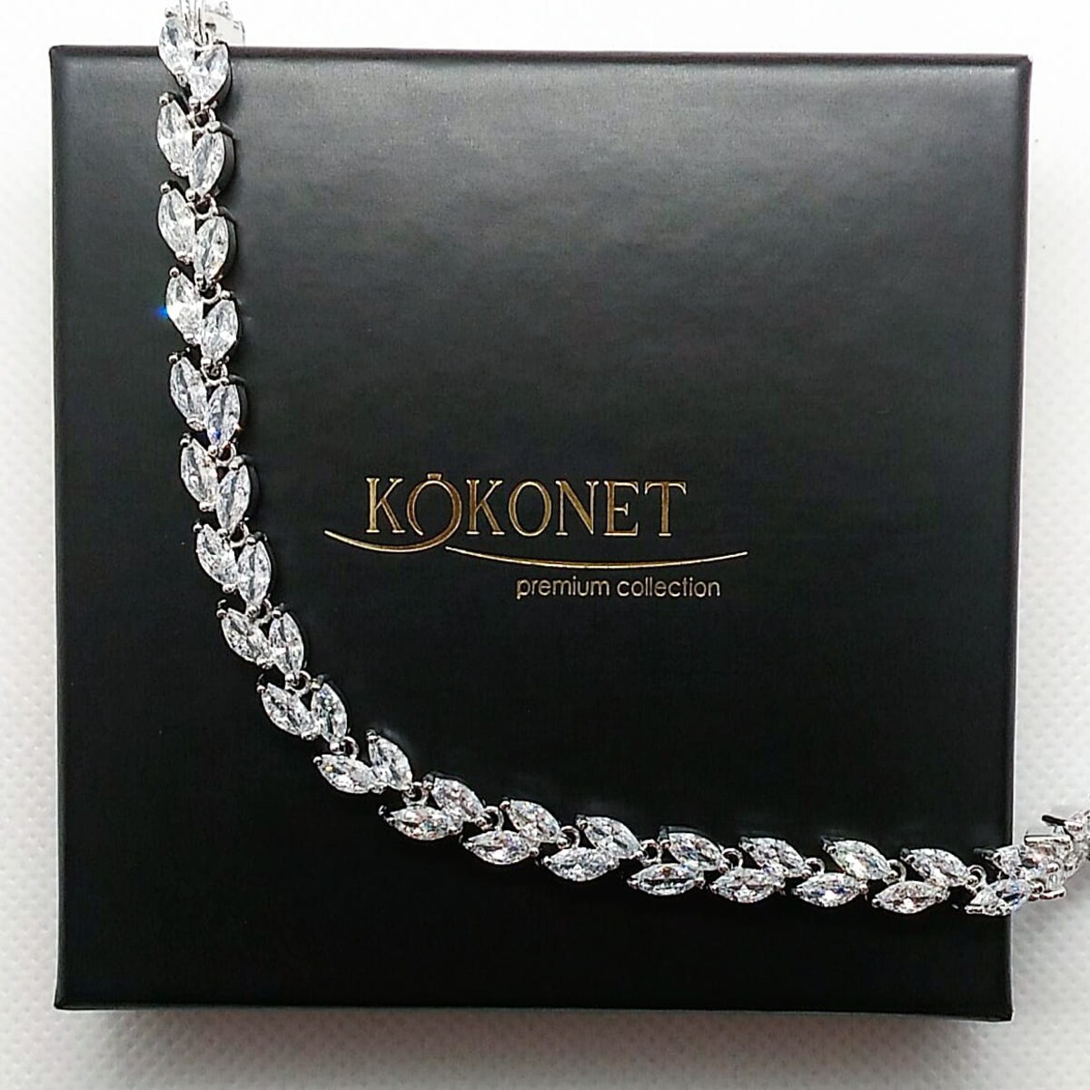 BRANSOLETKA ślubna PREMIUM cubic AAA srebrna