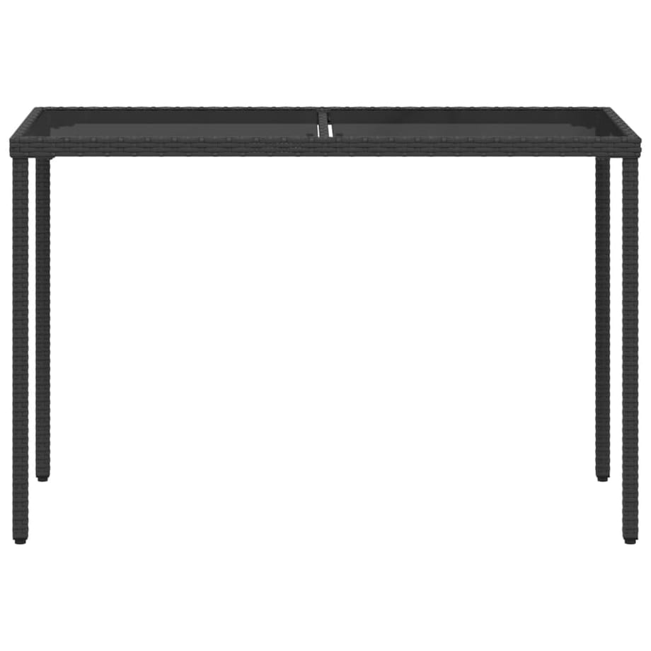vidaXL Stół ogrodowy ze szklanym blatem, czarny, 115x54x74 cm