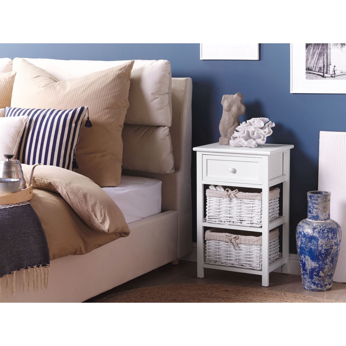 Szafka nocna 2 kosze biała FLOWELLA