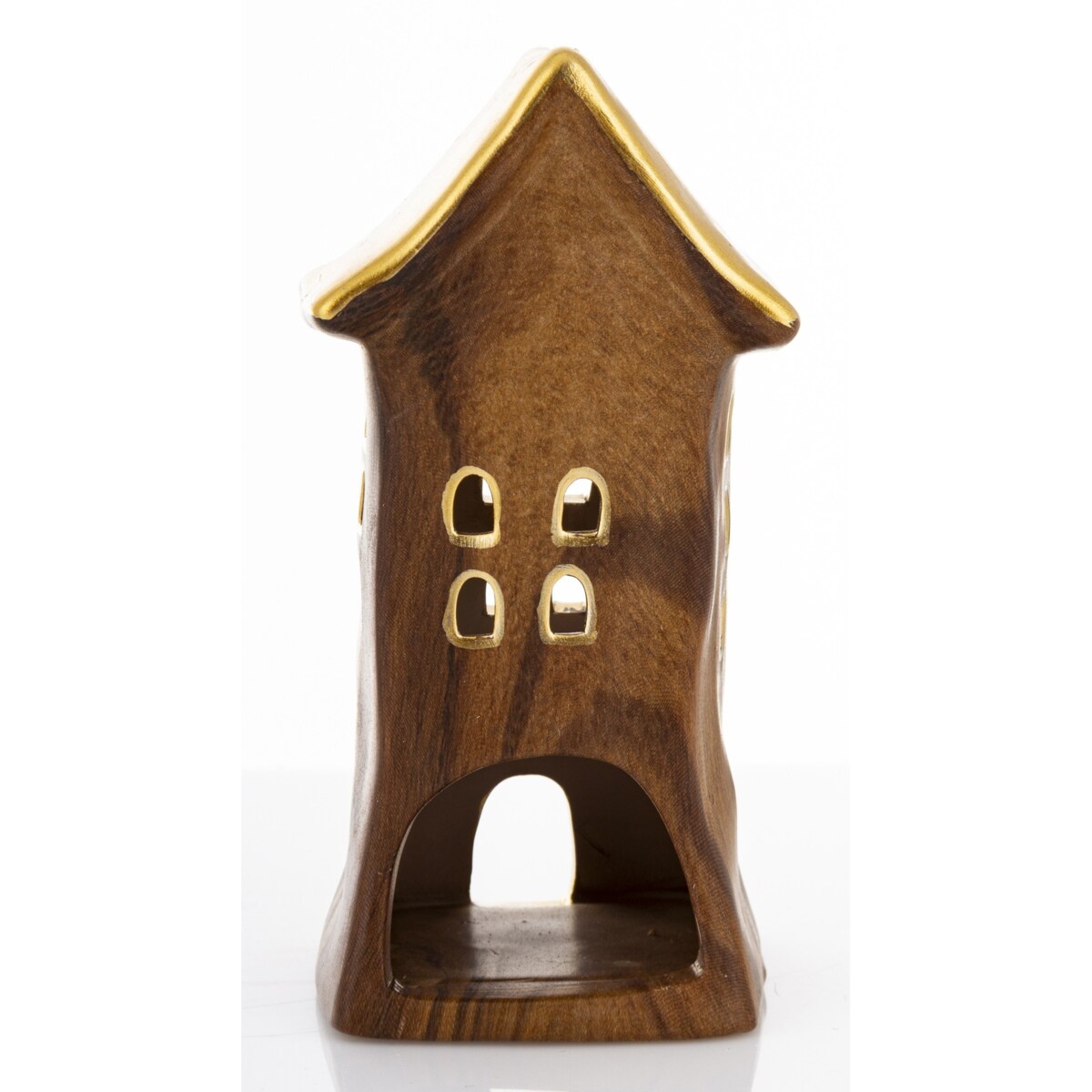 Dolomitowy domek na tea-lighty 15x7,5x7 cm brązowy