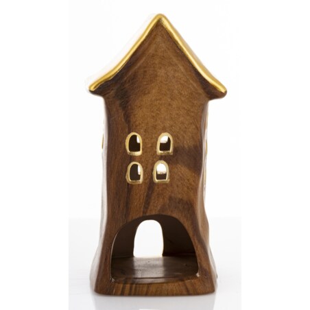 Dolomitowy domek na tea-lighty 15x7,5x7 cm brązowy