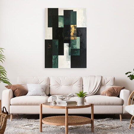 Obraz do salonu sypialni biura kuchni, Abstrakcja kształty zielony szary