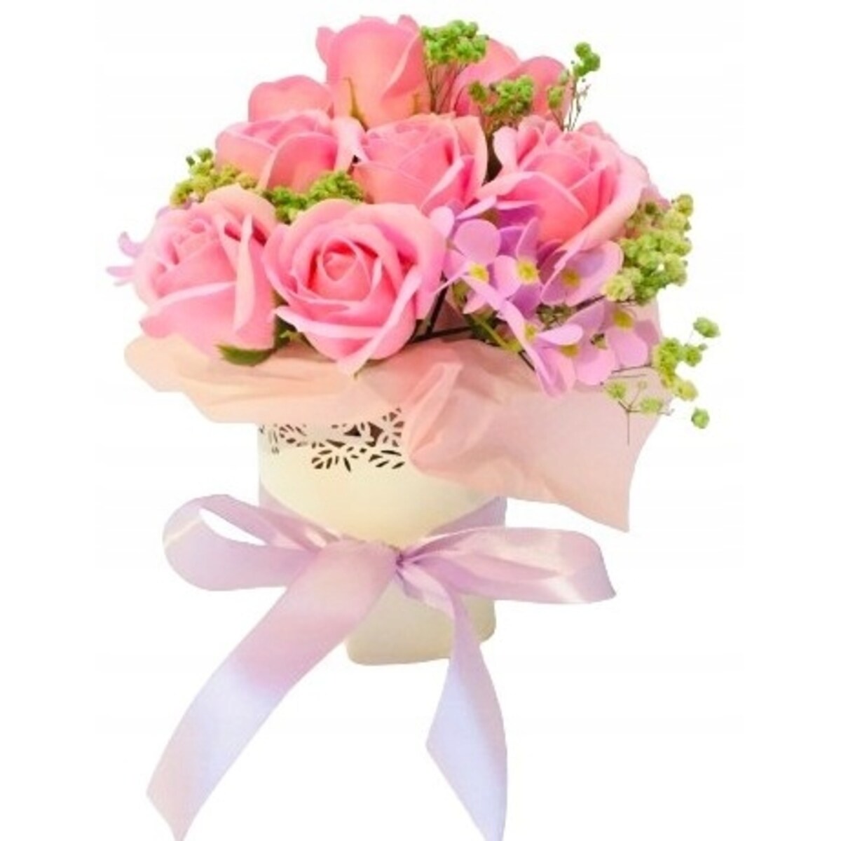 BUKIET KWIATY MYDLANE pachnące na prezent upominek urodziny imieniny róże