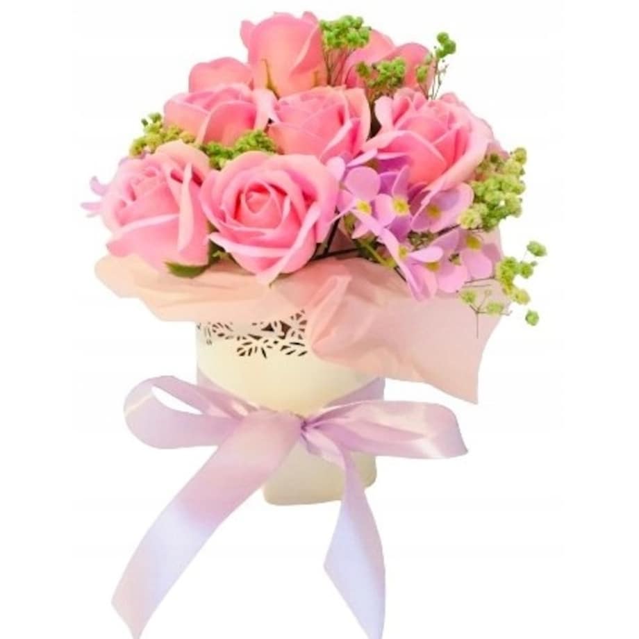 BUKIET KWIATY MYDLANE pachnące na prezent upominek urodziny imieniny róże