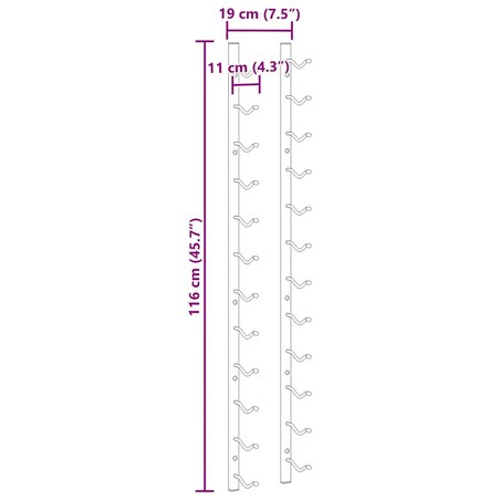 vidaXL Ścienny stojak na 12 butelek wina, czarny, żelazny
