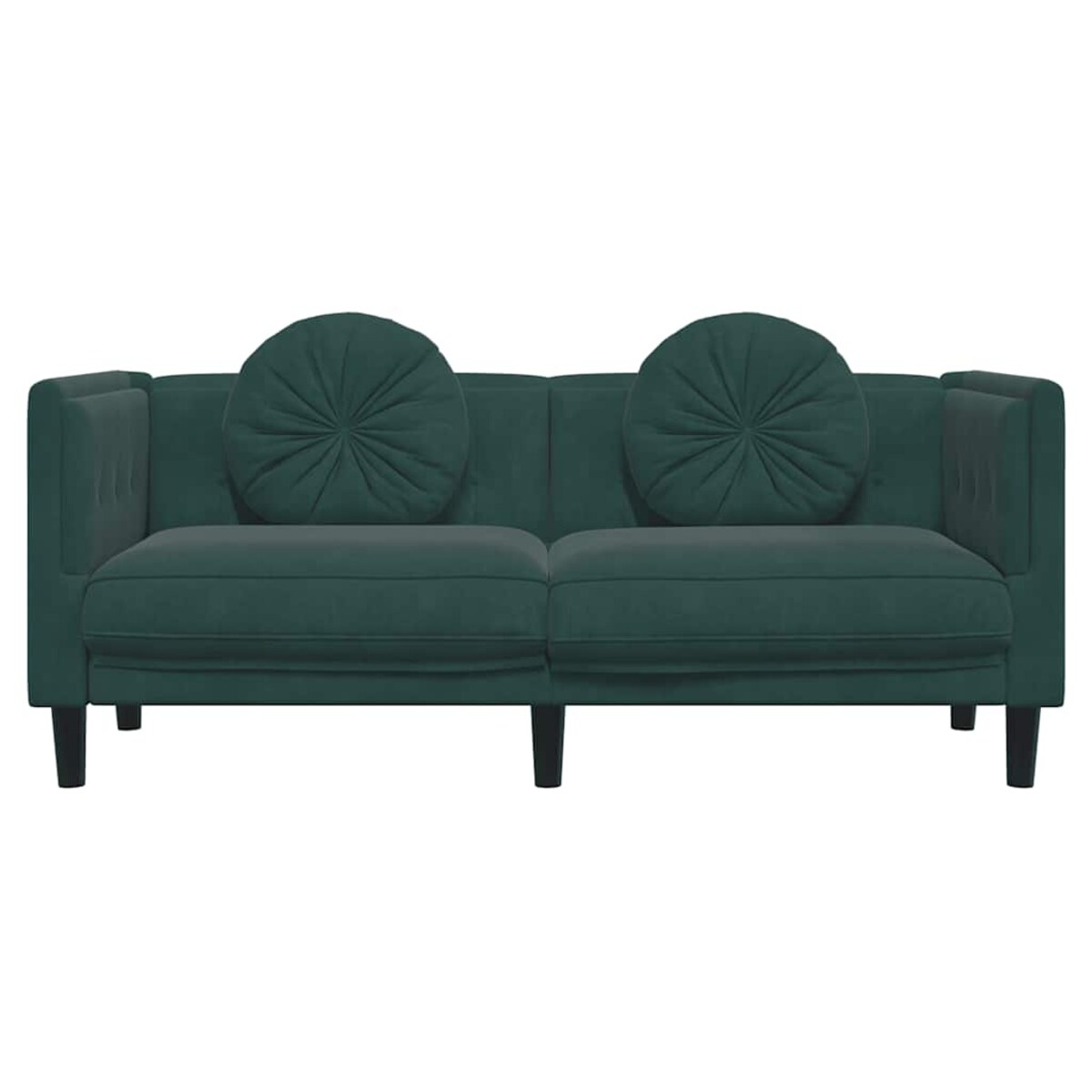 vidaXL Sofa 2-osobowa z poduszkami, ciemnozielona, aksamit
