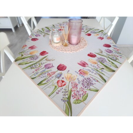 Obrus Na Stół 100X100 Cm Ozdobny Dekoracyjny Tulipany