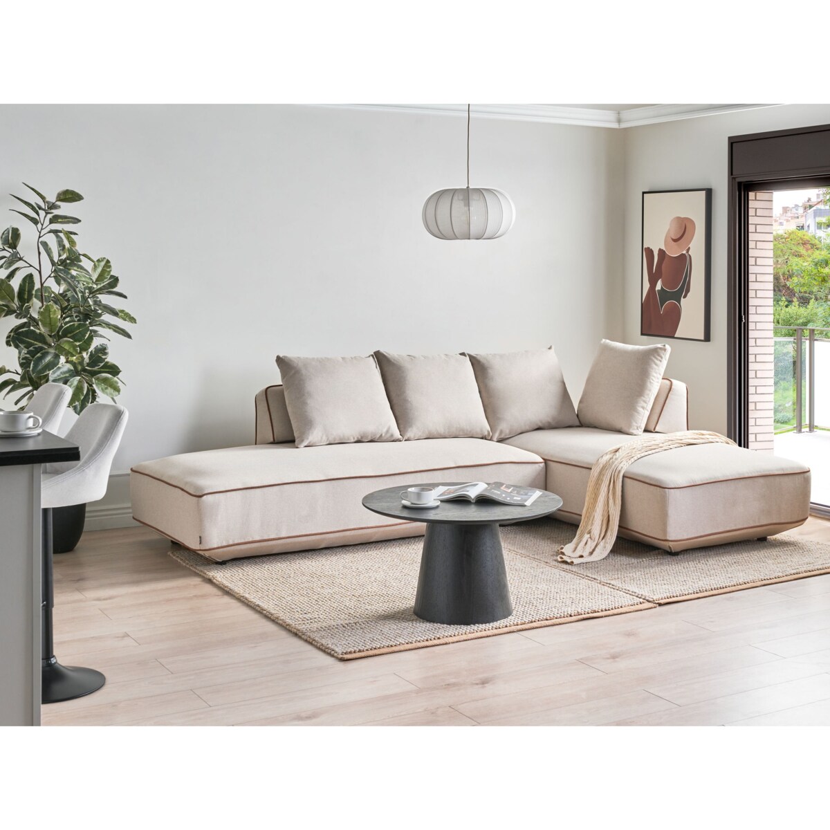 Szezlong SEILLANS Jasnobeżowy