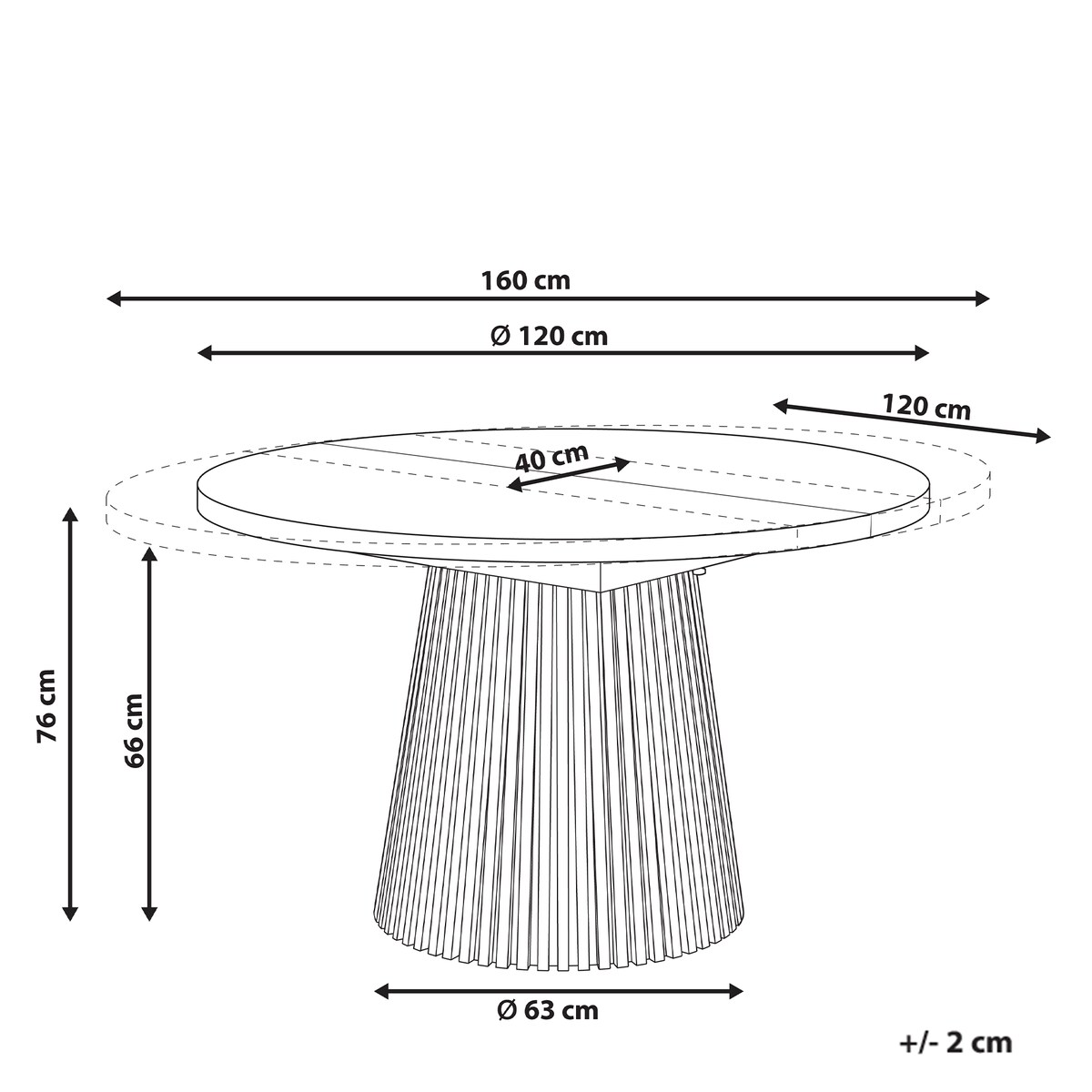 Stół do jadalni rozkładany MOORE Jesion jasny 120/160 cm 120 cm