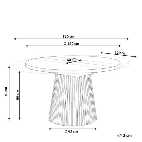 Stół do jadalni rozkładany MOORE Jesion jasny 120/160 cm 120 cm