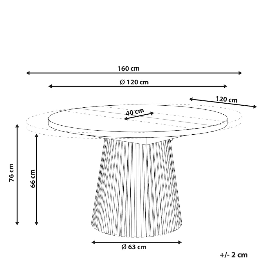 Stół do jadalni rozkładany MOORE Jesion jasny 120/160 cm 120 cm